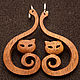 Wooden cat earrings. Earrings. Spirit of tree. Online shopping on My Livemaster.  Фото №2