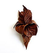 Украшения handmade. Livemaster - original item Canyon leather flower brooch red brown terracotta. Handmade.
