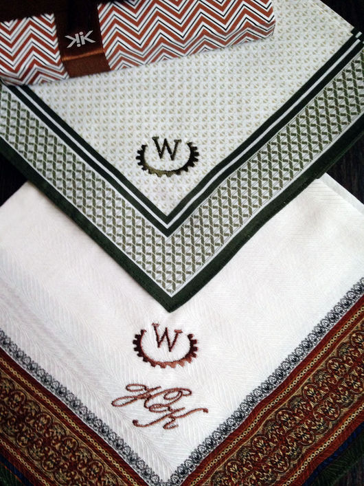 Buy Handkerchiefs men's Luxury embroidered Monogram Monogram on