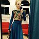 Тёплое платье в пол Тёмная бирюза с русским платком. Платья. Dudu-dress. Ярмарка Мастеров.  Фото №6