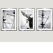 Картины и панно handmade. Livemaster - original item Black and white photos for interior, Ships Triptych three Photo Paintings. Handmade.