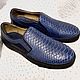 Slip-ons made of genuine python and nubuck leather, in dark blue color!. Slip-ons. SHOES&BAGS. My Livemaster. Фото №5