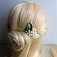 Order Hairpin white pansies. PandaStudio (glossyfleur). Livemaster. . Hairpin Фото №3