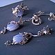 THE WIRE WRAP.Earring, cuff, ring.Agate.' Blue lace', Jewelry Sets, Krasnodar,  Фото №1