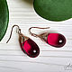 Large red drop earrings in 24K gold, Earrings, Moscow,  Фото №1