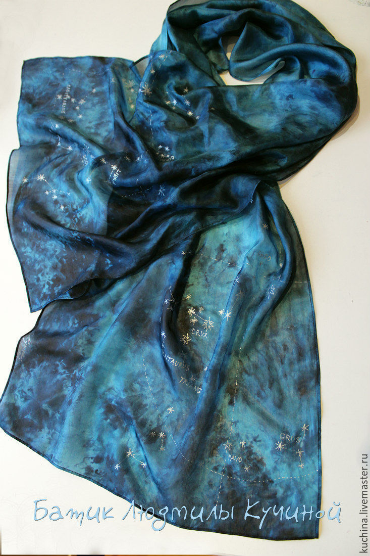 Hand-painted silk shawl. Petersburg map silk scarf St