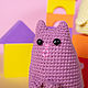 Syroezhka-soft toy pink cat with white stripes. Amigurumi dolls and toys. Вязаные игрушки - Ольга (knitlandiya). My Livemaster. Фото №4