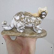 Для дома и интерьера handmade. Livemaster - original item Snow Leopard sculpture made of natural Ural stone Anhydrite. Handmade.