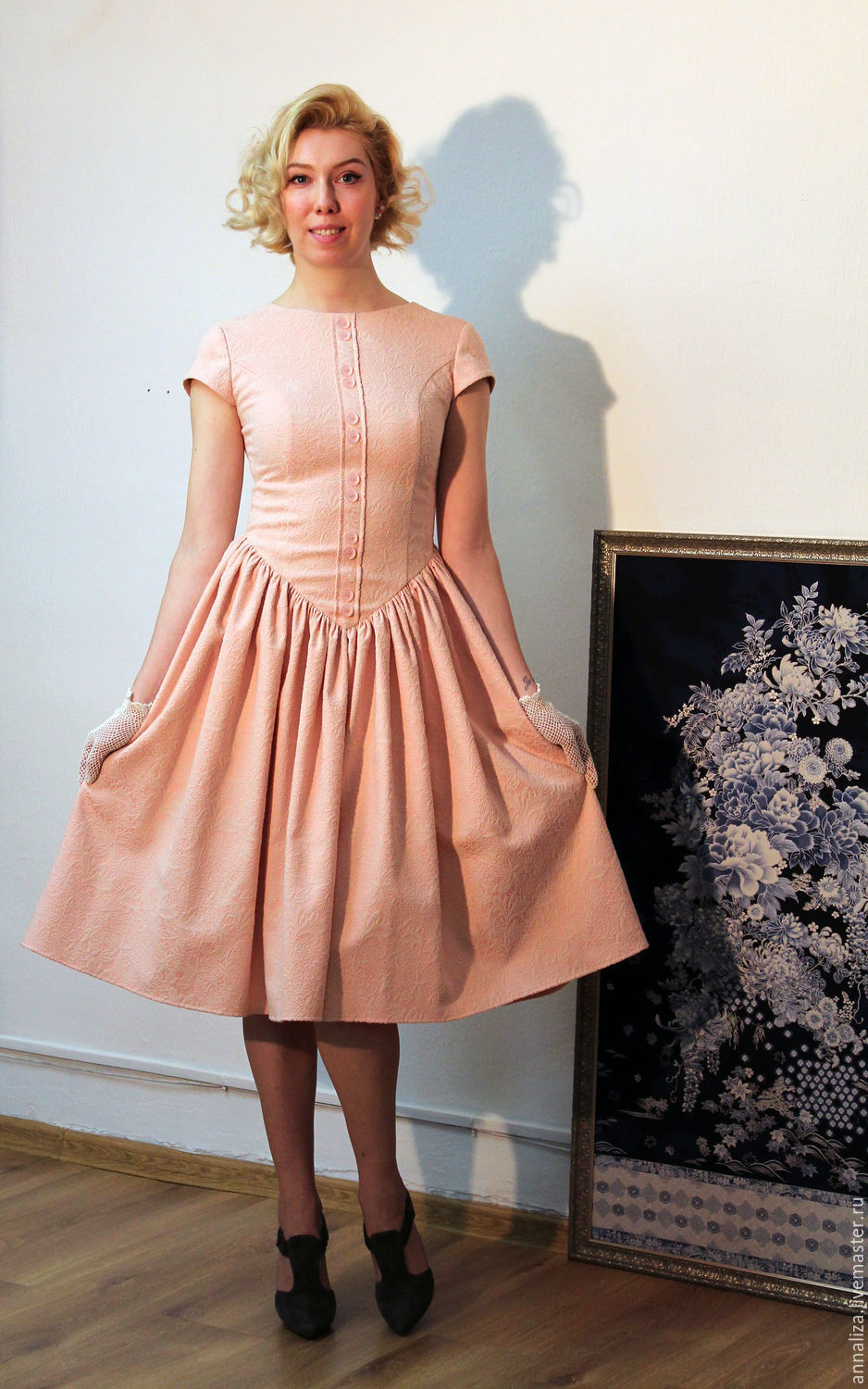 pastel pink cocktail dress