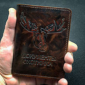 Сувениры и подарки handmade. Livemaster - original item Cover for hunting documents mod. .2, Moose dark vintage. Handmade.