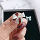 Серьги гвоздики "Мини бантики". Серьги-пусеты. Marina Kapralova (marushka-wedding-accessories). Ярмарка Мастеров.  Фото №5