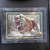 Винтаж handmade. Livemaster - original item Decorative Tiger panel 