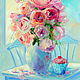 Oil painting on canvas with stretcher 35/50. Cupcake rose scent, Pictures, Moscow,  Фото №1