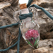 Украшения handmade. Livemaster - original item Rose Water - pendant jug lampwork glass cork. Handmade.