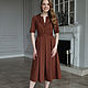 PETRA women's business dress made of natural chocolate-colored fabrics, Dresses, Moscow,  Фото №1