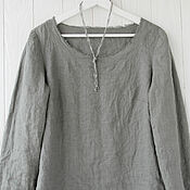 Одежда handmade. Livemaster - original item Blouse with open edges made of gray linen. Handmade.