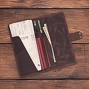 Сумки и аксессуары handmade. Livemaster - original item Travel holder for 3 passports made of Krabi leather. Handmade.