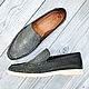Men's loafers made of polished Stingray leather, grey color. Loafers. SHOES&BAGS. My Livemaster. Фото №5