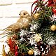 Рождественский венок красно-золотой с оленем. Интерьерные венки. Мастерская душевных подарков. Интернет-магазин Ярмарка Мастеров.  Фото №2