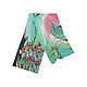 Батик Шелковый шарф Ирисы 175х36 см зеленый, Шарфы, Москва,  Фото №1