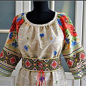 Одежда handmade. Livemaster - original item Midi dress straight Polyanochka with lace. Handmade.