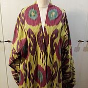 Халаты: Узбекский шелковый халат из иката. Бохо-пальто, кафтан. CHT076