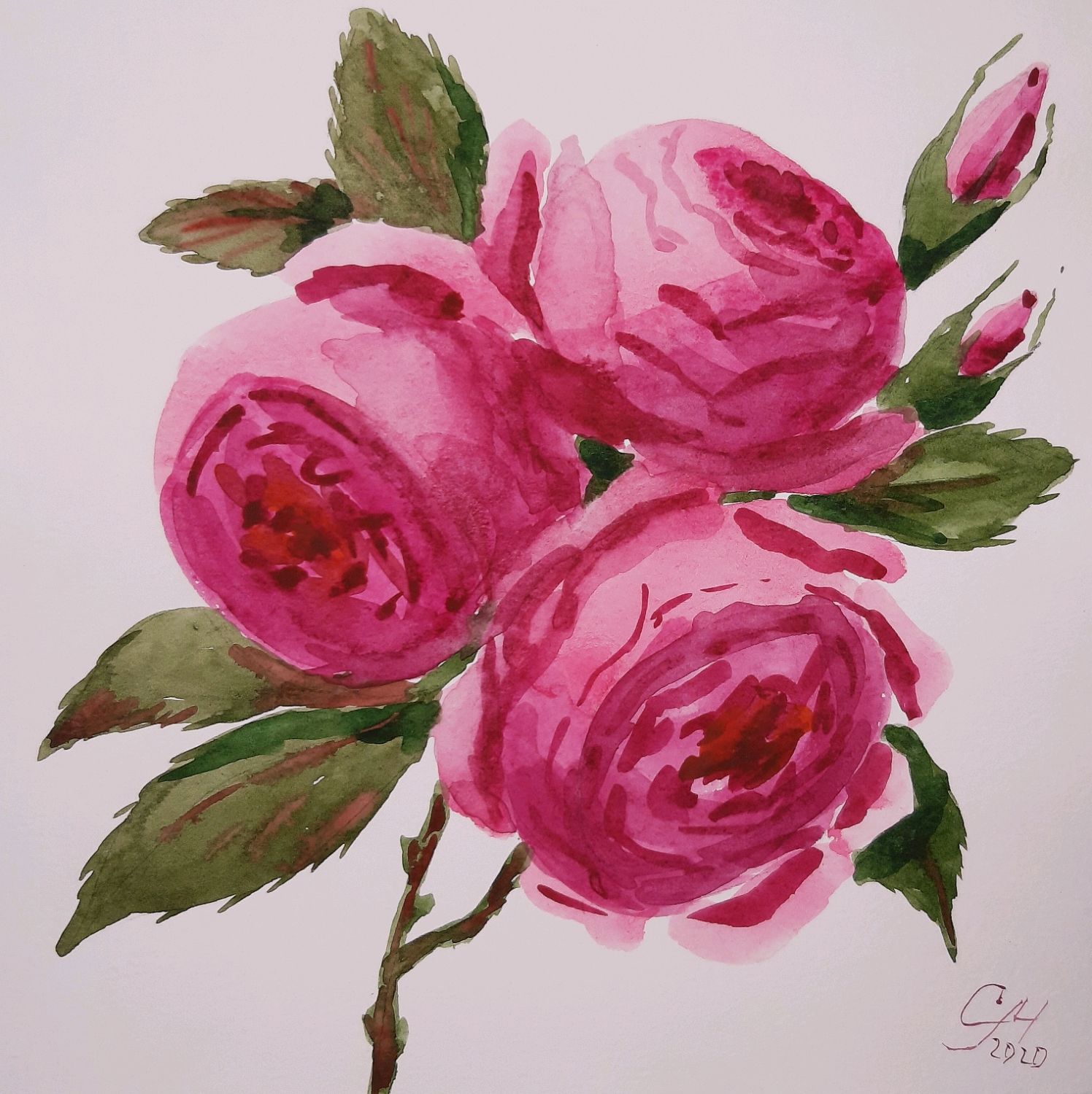 Розовые пионы картина акварелью, абстрактные пионы розы в интернет-магазине Ярмарка Мастеров по цене 765 ₽ – NQZEORU