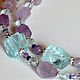 necklace beads the Freshness of lavender amethyst and wild aquacart, Necklace, Moscow,  Фото №1