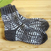 Аксессуары handmade. Livemaster - original item Socks: down with a pattern, knitted warm, 120. Handmade.