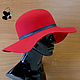 Stylish wide-brimmed hat of felt with a soft brim. Red. Hats1. Mishan (mishan). My Livemaster. Фото №4