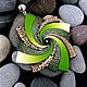 Pendant from polymer clay Spiral star. Light green tints, Pendants, Tambov,  Фото №1