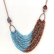 Украшения handmade. Livemaster - original item Cacao&Curacao - necklace with beaded strands. Handmade.