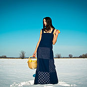 Одежда handmade. Livemaster - original item Embroidered Patterned Linen Sleeveless Dress Floor Length Sun-Dress. Handmade.