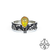 Украшения handmade. Livemaster - original item Silver Ring with Opal Night Journey. Handmade.