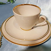 Винтаж: Чайные пары лфз Золотые листочки позолота клеймо