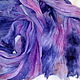 Сиреневый хб шарф,ручная роспись170х80 см