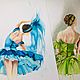 Paintings: graphics 'Ballerina' A4 colored pencils blue turquoise color, Pictures, Kolomna,  Фото №1