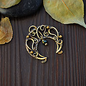 Украшения handmade. Livemaster - original item Brass Pendant with Hematite Moonstone Pendant Female Amulet Moon Month. Handmade.
