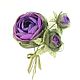 Розы Фиолетовой Долины. Брошь с цветами из ткани. Букет, Брошь-булавка, Санкт-Петербург,  Фото №1