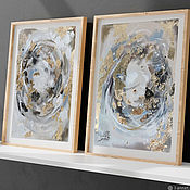Картины и панно handmade. Livemaster - original item Paired abstract paintings with gold. Handmade.