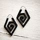 Large earrings made of black wood with fittings made of titanium. Earrings. TiTrend. Ярмарка Мастеров.  Фото №4