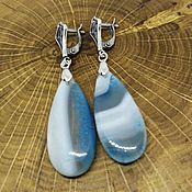 Украшения handmade. Livemaster - original item Earrings With a dream of the Sea (tinted agate). Handmade.