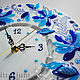 Glass clock on the wall, fusing 'Gzhel', Watch, Odessa,  Фото №1