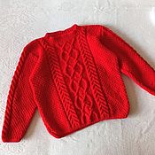Одежда детская handmade. Livemaster - original item Sweaters and jumpers: Red knitted children`s jumper for 5 years. Handmade.