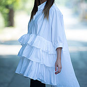 Одежда handmade. Livemaster - original item White, asymmetrical shirt for women - SH0214CT. Handmade.