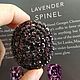 Brooch pendant, natural purple spinel stones, melal silver

