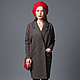 AMODAY coat overcoat cashmere. Coat cardigan Coat AMODAY overcoat cashmere. Coat -cardigan with bright red piping on inner seam.
