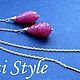 Серебряные серьги-продевки с резным рубином ,,RED GRAPES,,. Серьги-продевки. Tati Style. Интернет-магазин Ярмарка Мастеров.  Фото №2