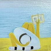 Картины и панно handmade. Livemaster - original item Painting girl on the sea on a mini easel 