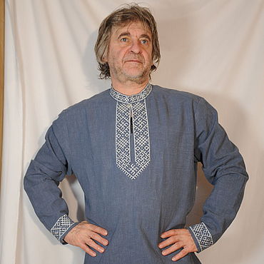 Товары в русском стиле ручной работы. Ярмарка Мастеров - ручная работа Народные рубахи лен крапива вышивка гладью. Handmade.